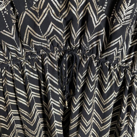 Free People Love Your Chaos Mini Dress Womens Medium Black Gold Drop Waist Tunic - Picture 10 of 15